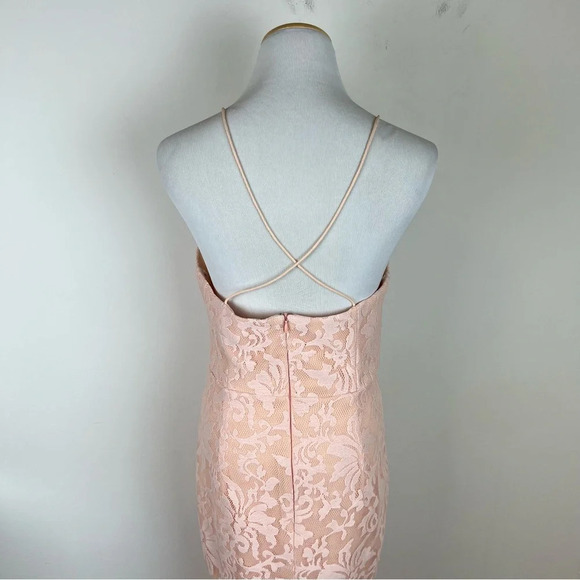 JARLO Revolve Formal Gown CADENCE PEACH Lace Sheer Maxi Dress Size SMALL/10 B37 - Picture 7 of 13